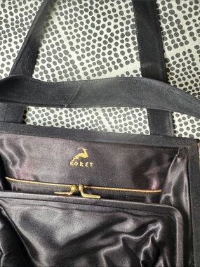 Koret Black Satin Purse with Gold-Tone Frame and Clasp